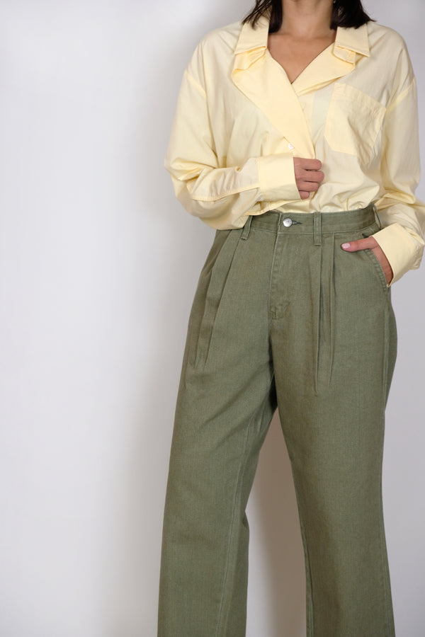 Pleated Solid Color Pants